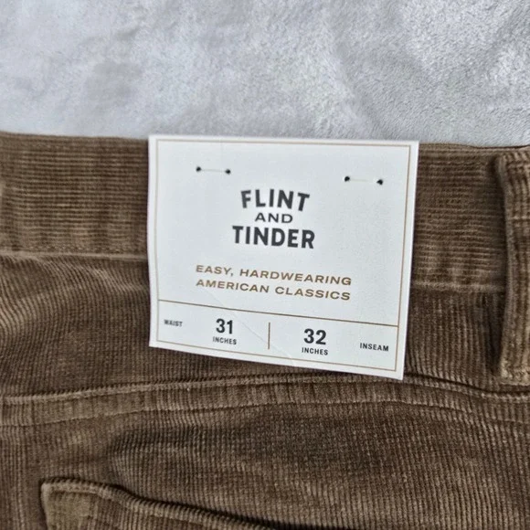 Flint and Tinder Tapered Fit Corduroy Pants Men Size 31x32 Brown - Picture 2 of 9